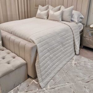 Ari Cream Luxury Quilted Velvet Bedspread, Emperor