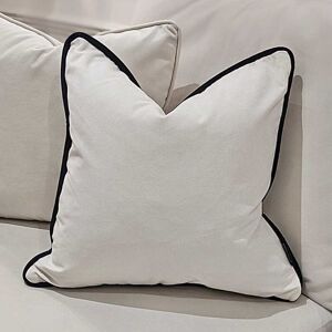Ari Cream Velvet Cushion With Black Piping - 50 x 50cm