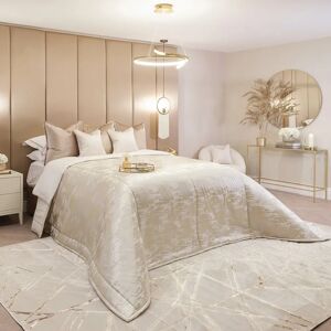 Hailes Oyster Satin Mix Marble Effect Bedspread, King