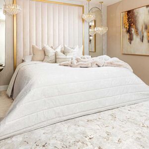 Haze Ivory Hammered Satin Fluted Handmade Bedspread, Emperor