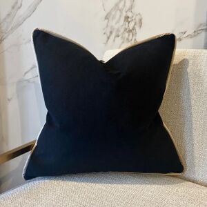 Jet Black Velvet Cushion with Serena Hazel Pipe - 50cm x 50cm