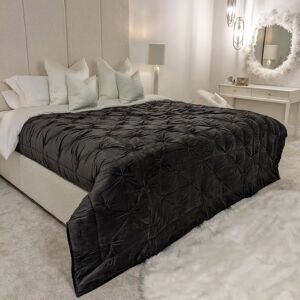 Ex-Display - Oriana Luxury Charcoal Velvet Pleated Bedspread