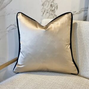 Serena Hazel Satin Cushion with Jet Black Velvet Pipe - 50cm x 50cm