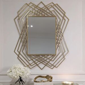 Raegan Large Rectangular Gold Metal Mirror