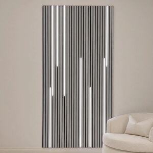 Marchmont Light Grey Wood Veneer Decorative Acoustic Slat Wall Panel - 240 x 60cm, With LED's