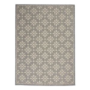 Malibu Grey & Cream Floral Print Indoor / Outdoor Rug, 239 x 300cm