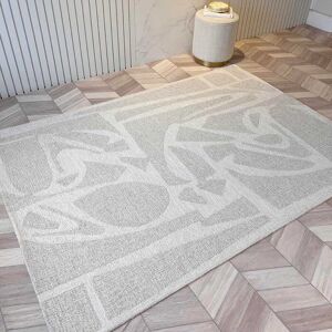 Tyra Cream & Taupe Wool Abstract Patterned Rug, 160x230cm