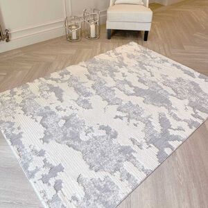 Amina Cream & Light Grey Marble Effect Rug, Runner (229 x 66cm)