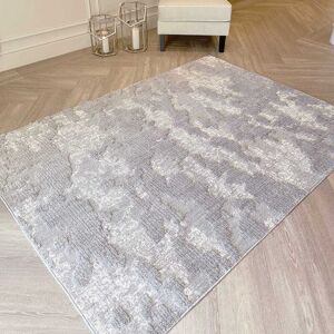 Armina Grey & Cream Marble Effect Rug, 269 x 361cm