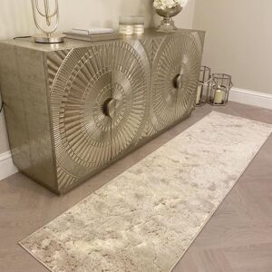 Jupiter Light Gold & Cream Metallic Marble Velvet Runner