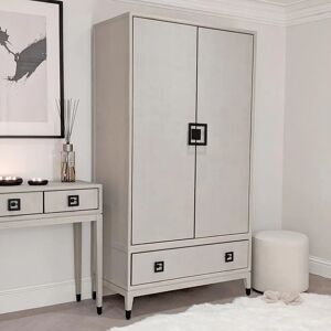 Rosa White Wash Oak Veneer Double Wardrobe with Drawer