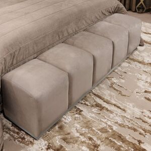 Dove Grey Luxury Velvet & Silver Upholstered Bench, Emperor