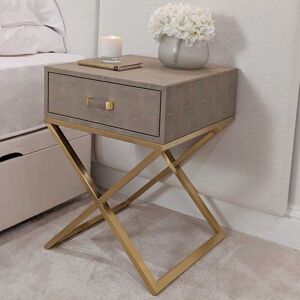 Elixir Mink and Gold Faux Shagreen Bedside Table