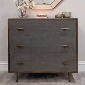 Everleigh Faux Shagreen Grey and Gold Chest of Drawers