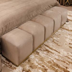 Praline Luxury Velvet & Gold Upholstered Bench, Emperor