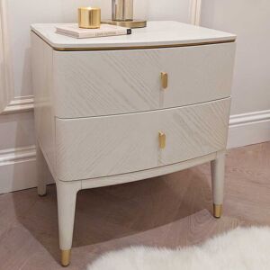 Putney Ivory & Gold 2 Drawer Bedside Table