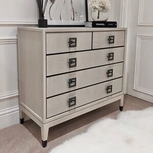 Rosa White Wash Oak Veneer 5 Drawer Chest