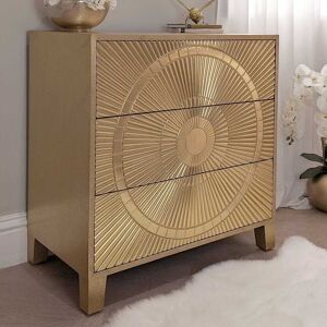 Vogue Gold Embossed Premium Metal 3 Drawer Chest