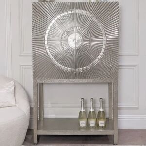 Ex-Display - Vogue Silver Embossed Premium Metal Bar Cabinet