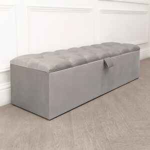 Belvoir Grey Buttoned Ottoman Box, Emperor