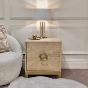 Isadore Premium Wood & Gold Bedside Table