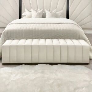 Madeline Cream Velvet & Black Luxury Bench, Emperor