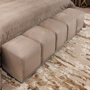 Praline Luxury Velvet & Silver Upholstered Bench, Emperor