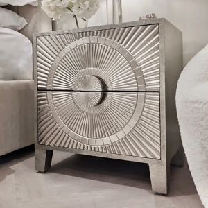 Vogue Champagne Embossed Premium Metal Bedside Table