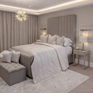 Zana Grey Luxury Panelled Bed, Emperor