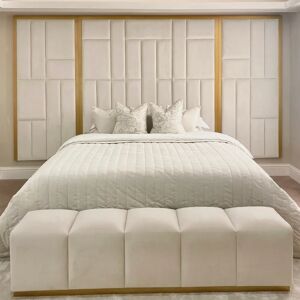 Kensington Cream & Gold Premium Abstract Headboard with Wings, Super King / Cream and Gold / With Wings