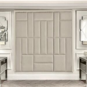 Kensington Grey & Off White Premium Abstract Headboard, Emperor