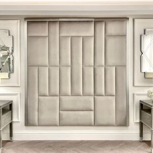 Kensington Smoke Grey & Silver Premium Abstract Headboard, Emperor