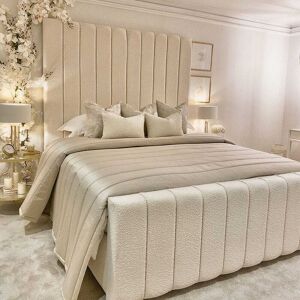 Nori Cream Boucle Luxury Panelled Bed, Super King