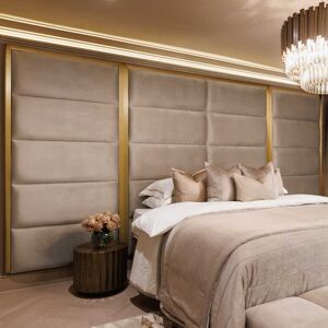 Praline Luxury Velvet & Gold Chocolate Box Headboard with Wings, Double