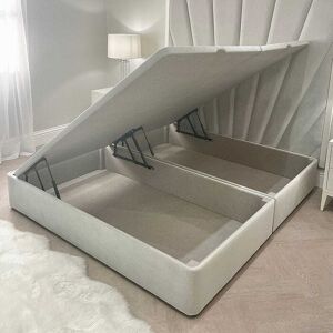 Silver Velvet Ottoman Divan Bed Base, Double