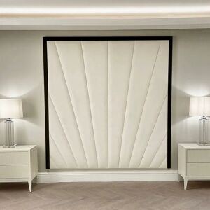 Sunburst Cream Velvet & Black Luxury Wall Mounted Headboard, King