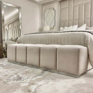 Venus Smoke & Silver Premium Upholstered Bench, Double
