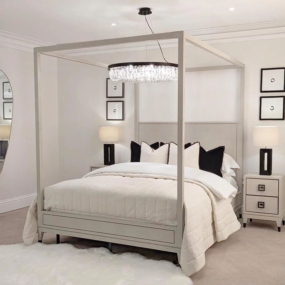 Rosa White Wash Oak Veneer Four Poster Bed - King Size