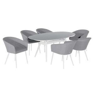 Aruba Pebble Grey & White Furniture 6 Seater Dining Set