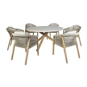 Fiji Taupe Rope Weave Outdoor 6 Seater Round Dining Set