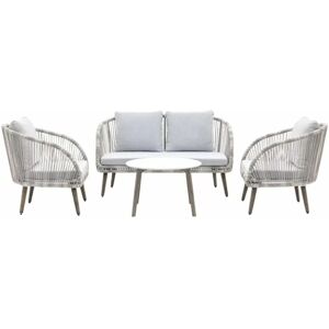 Lucia Washed White Rattan Outdoor 2 Seater Sofa & Chairs Lounge Set