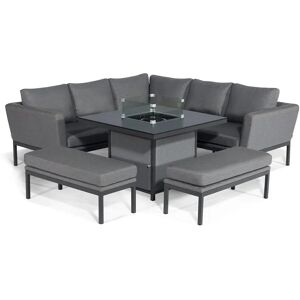 Maze Antalya Charcoal Grey Outdoor Square Corner Dining Set With Fire Pit Table