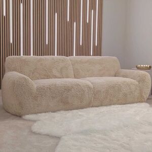 Alaska 3 Seater Oatmeal Faux Fur Chunky Sofa