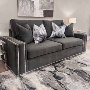 Olivia Premium Shadow Grey Sofa Range with Studs, Chair Footstool / Foam Filled