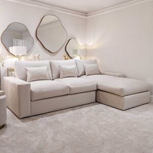 Tribeca Cream Velvet Sofa Range, Large Chaise End Sofa - Left Hand Facing