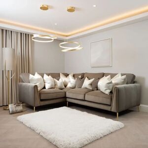 Alaina Taupe Velvet Sofa Range, Left Hand Facing