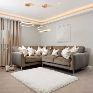Alaina Taupe Velvet Sofa Range With Silver Foot, Armchair