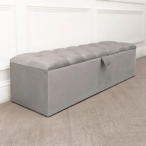 Belvoir Grey Buttoned Ottoman Box, Double