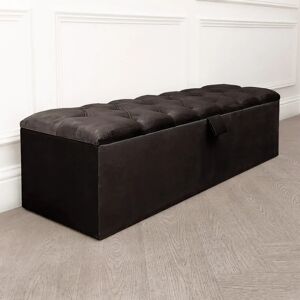 Belvoir Jet Black Buttoned Ottoman Box, King