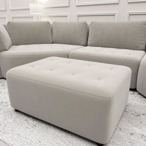 Cuddle Luxury Mist Grey Velvet Footstool